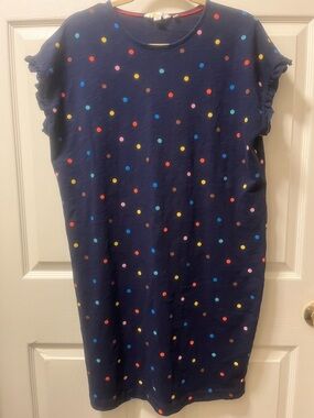 Boden Women’s Navy Polka‎ Dot Cotton Dress with Ruffle Sleeves Size 10R Classic